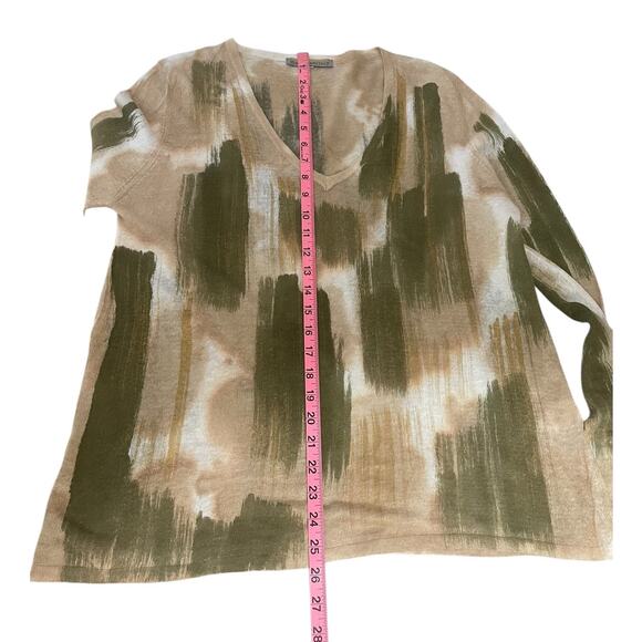 Melarosa Italy Linen Printed V-Neck Sweater Watercolor Size Medium Artsy Unique - Picture 7 of 10